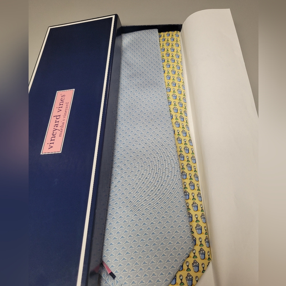 Vineyard Vines Light Blue and Yellow Tie Duo
